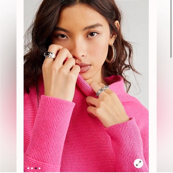 NWT Free People Ottoman Oversized Slouchy Ribbed Knit Raspberry Rose Pink Small - Picture 3 of 16